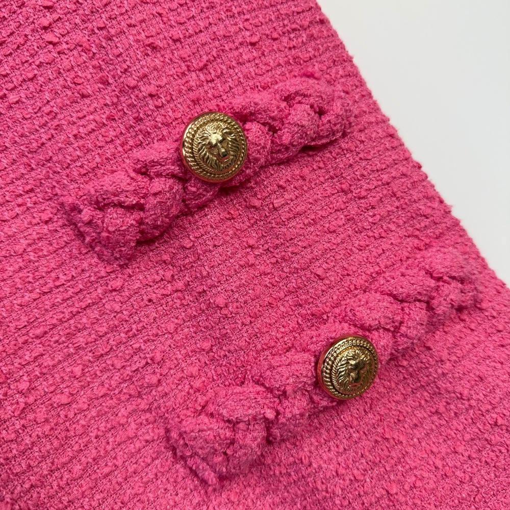 Tuckernuck Jackie Shift Tweed Dress Women S Pink Braided Lion Gold Buttons Mini - Picture 8 of 14